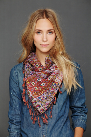 Paisley Stitch Fringe Scarf