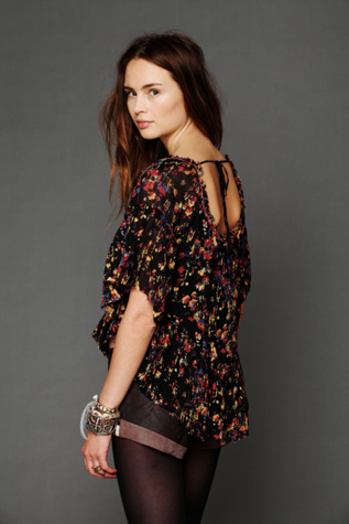 Gauzy Printed Cape Top