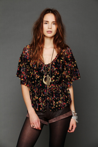 Gauzy Printed Cape Top