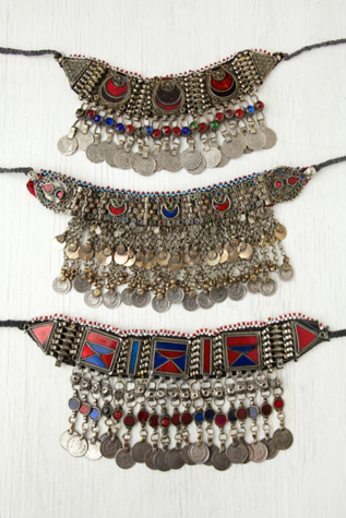 Vintage Afghani Tribal Bib Necklace