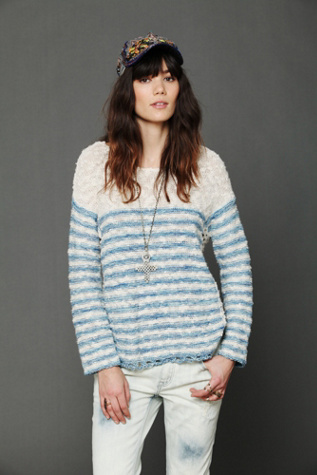 Striped In Crochet Pullover
