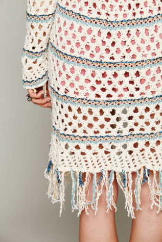 Hooded Stripe Fringe Cardi