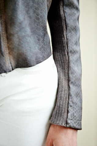 Ria Snake Print Leather Jacket