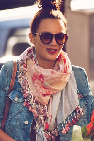 Tie Dye Pom Pom Scarf
