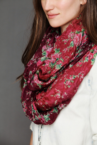 Crinkled Silk Loop Scarf