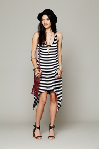 Curved Hem Stripe Tunic