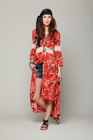Free People Printed Maxi Tunic  in crochet-dresses