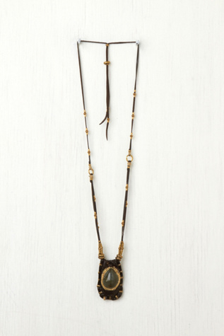 Leather Stone Pouch Pendant