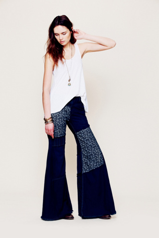 Cascade Patched Wideleg Jeans in denim