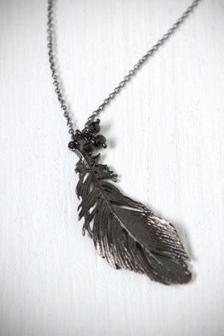 Onyx Feather Necklace