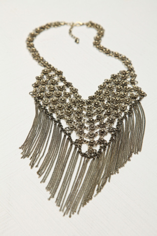 Floral Chain Mail Fringe Necklace in boho-jewelry