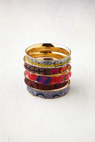 Vintage Fabric Hard Bangle
