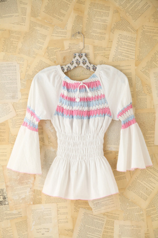 Free People Vintage Crochet Peasant Top in Vintage-Tops