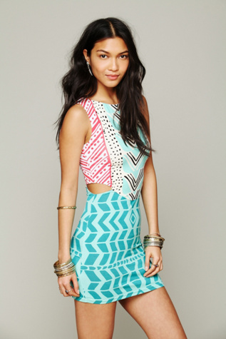 Luau Print Cutout Bodycon in clothes-dresses-and-rompers-body-con