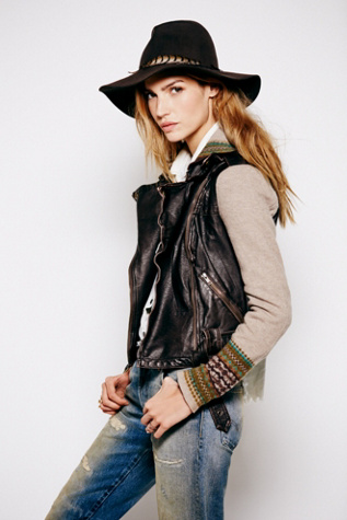 Vegan Leather Motorcycle Sweater Jacket