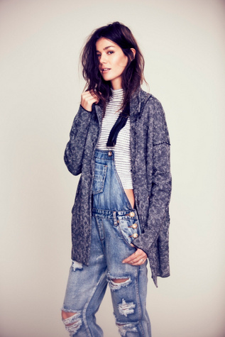 Free People Marled Slouchy Sweater Jacket in Coats