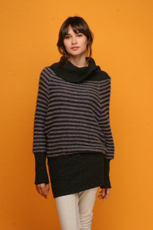 --Mixed Stripes Cowlneck