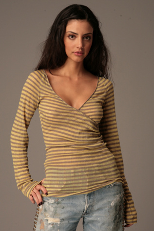 Burnout Stripe Pointelle Top