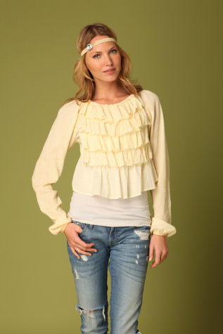 NEW FREE PEOPLE EDEN RUFFLE Gauze Peasant Top $98 XS M  